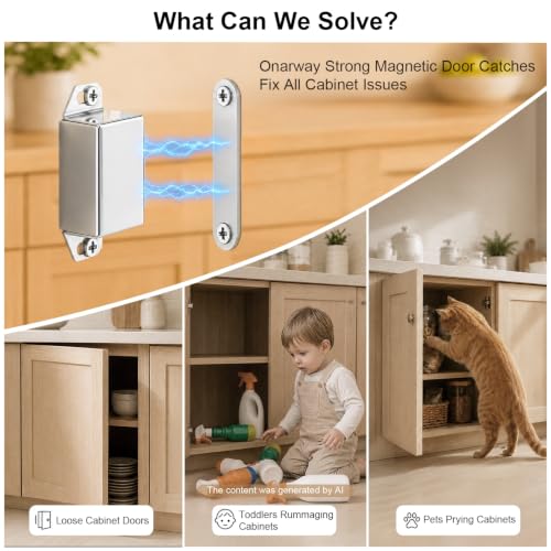 Strong Cabinet Magnets for Closure 20 lbs 6 Pack - Pet-Proof Your Closet - color: Silver, size: 20lbs x 6