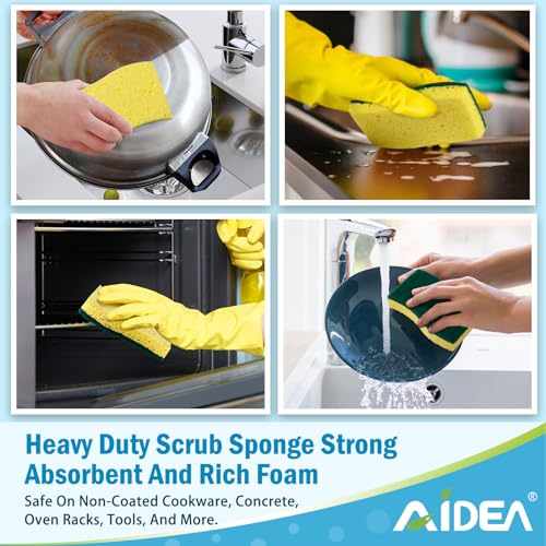 AIDEA Sponges Kitchen-12Count, Heavy Duty Scrub Sponge, Dish Sponges - color: Green