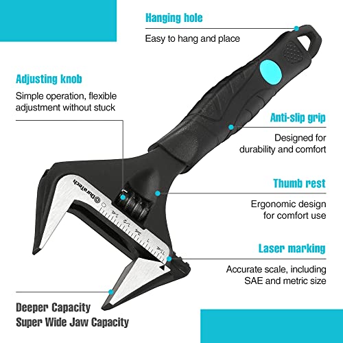 DURATECH 8-Inch Wide Jaw Adjustable Wrench - color: Black, size: 8-Inch