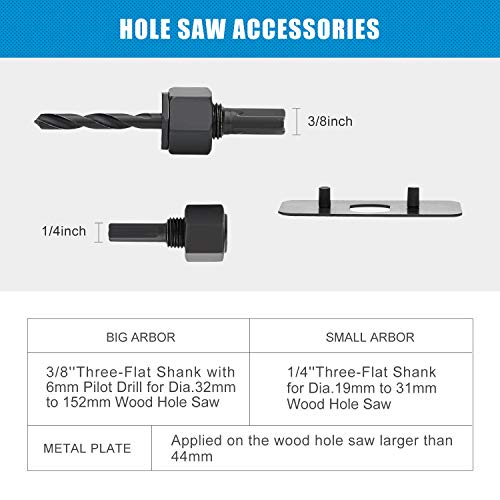 Luckyway Hole Saw Kit, 21-Piece Hole Saw Set, 3/4" to 5" Hole Saws Drill Bits Hole Cutter Kits with Storage Case for Soft Wood, Plastic, PVC and Drywall - size: 17-Piece Hole Saw Set