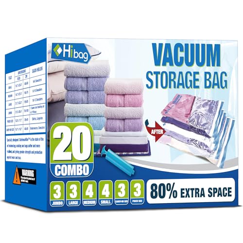 Vacuum Storage Bags, Space Saver Vacuum Seal Storage Bags 20-Pack Sealer Bags for Clothes, Clothing, Bedding, Comforter, Blanket (20C) - size: 20-COMBO