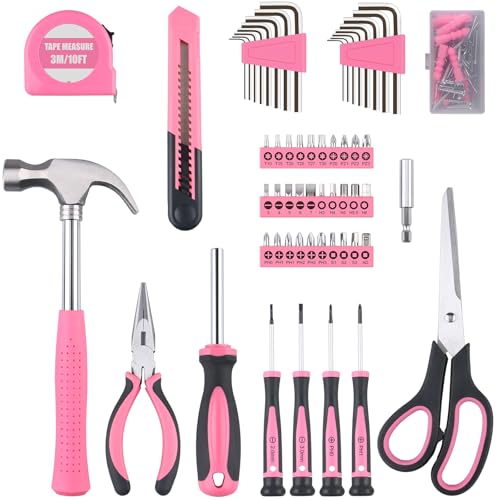 WINNER 150-Piece Pink Color All-Purpose Household Tool Kit in Toolbox Case - size: 150-Pc. Pink Tool Kit
