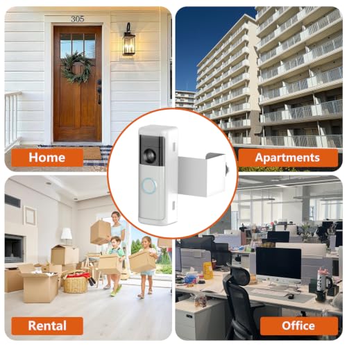 No-Drill Doorbell Mount with Rain Cover, Anti-Theft Door Bracket - style: 2026 battery doorbell 2nd White
