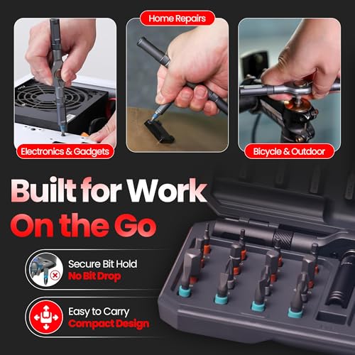 42 in 1 Magnetic Screwdriver Set, Magnetic Ratchet Screwdriver Set with Multi-Bit Ratcheting Handle & Bit Magnetizer, Compact Repair Tool Kit with Storage Case for Furniture, Computer, Bicycle and DIY - size: 42 in 1