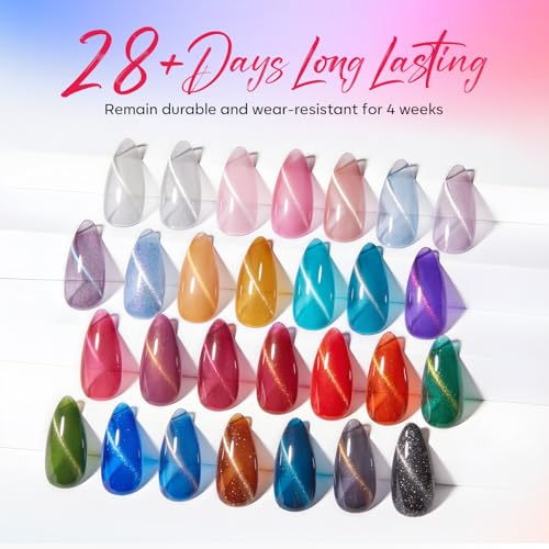 modelones Cat Eye Gel Nail Polish Set Glitter Sparkle 32PCS 28Colors - color: A0-Galaxy Haze