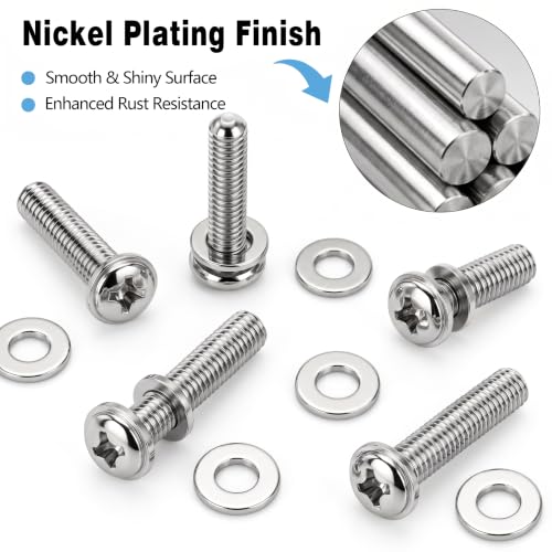 200PCS M4 Cabinet Pulls Knobs Screws,M4 Machine Screws,M4×25/30/35/40/45/50mm Phillips Pan Head Drawer Screws with 80PCS Washers for Kitchen,Bathroom,Furniture Handles Install - size: M4×25/30/35/40/45/50mm
