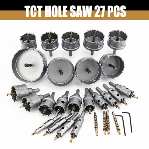 27PCS Hole Saw Kit with Drill Bits,33/64''to 3-15/16''Carbide Hole Saw Kit for Hard Metal,Alloy,Aluminum,Stainless Steel,Plastic,Iron - size: 33/64''to 3-15/16'' (27PCS)