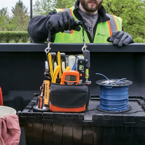 Klein Tools 5242 Tool Pouch, Tradesman Pro tool Pouch with Electrical Tape Thong, Reinforced Bottom, 9 Pockets - style: 9-Pocket Pouch