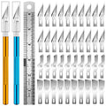 DIYSELF Exacto Knife Set, 2 Pack Craft Hobby Knife with 40 Spare Blades - color: Gold-blue (2 Pack)