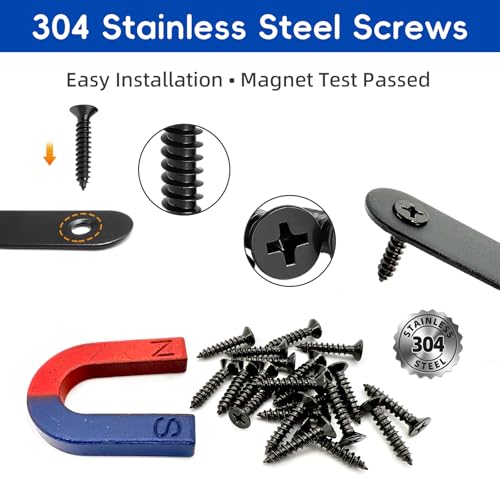 108PCS Flat Mending Plates for Wood Metal Brace Brackets Stainless Steel Straight Wood Bracket with Screw Holes 1.4"/1.8"/2.2" inch(Black) - color: Black