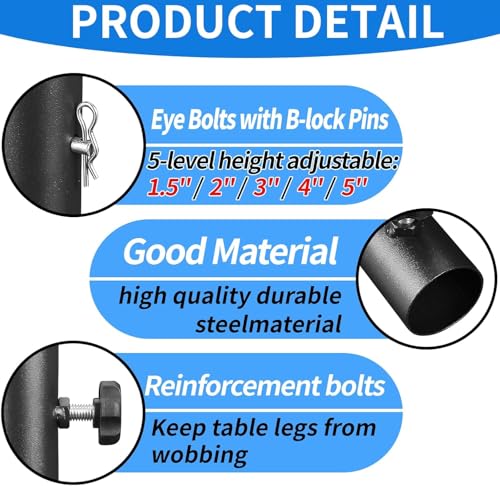 VinBee Folding Table Risers,Folding Table Leg Extenders,Levels Height Adjustable Risers for DIY & Office,Dining,Standing Desk 4Pack (7.7 inch (5 Levels) New) - size: 7.7 inch (5 Levels) new