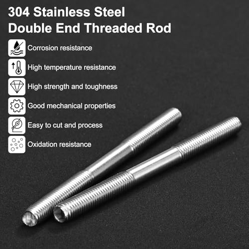 M METERXITY 20-Set Double End Threaded Stud Screw Bolt, M4x50mm Stainless Steel Push Rod Dual End Thread with Washer for Electrical/CNC Equipment/House Maintenance, Right Hand Thread - size: M4x50mm