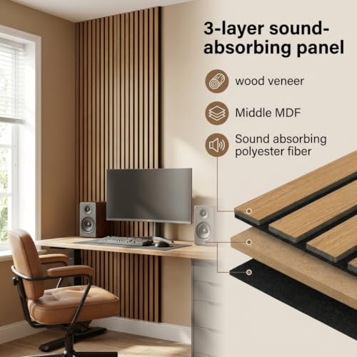 5 Pcs Wood Slatwall Panels Large Acoustic Panels for Wall 47.2 x 23.6 x 0.4 Inch Soundproof Sound Dampening Wood Veneer Sound Absorbing Wall Panel for Bedroom Home Studio Office (Teak) - color: Teak