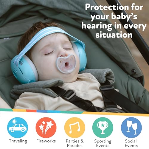 Nuby Soft Sounds Noise-Canceling Earmuffs with Travel Case - color: Blue