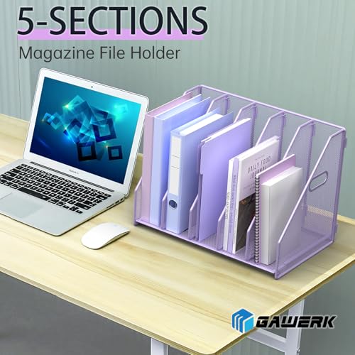 MINDEPOT Desk File Organizer Folder Holder with 5 Vertica for Office Purple - color: Purple