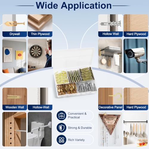 Drywall Anchors and Drywall Screws Assortment Kit 116Pcs Metal Wall Anchors