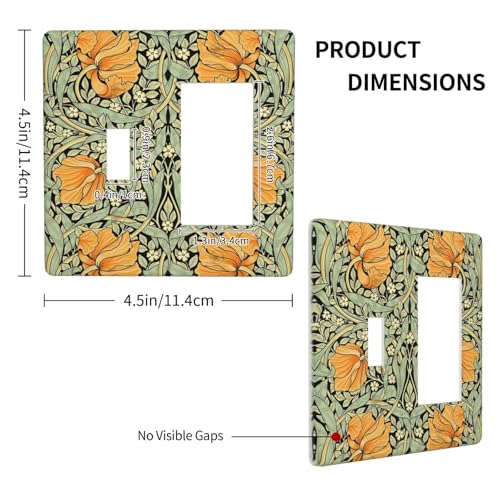 Vintage Floral Morris Orange Wildflowers Plant Flower Outlet Covers 1 Toggle 1 Rocker Combination Decorative Wall Plate Electrical Switch Plates Light Switch Cover Plate for Farmhouse Living Room - color: Vintage Floral Morris Orange Wildflowers Plant Flo