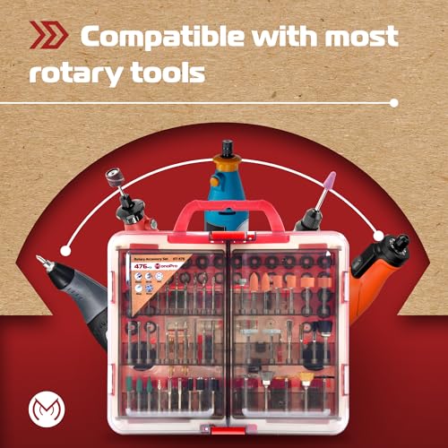 476 PCS Rotary Tool Accessories Kit, 1/8-in Shank Rotary Tool Kit, Universal Fitment for Easy Polishing, Sanding, Cutting, Drilling, Engraving, Sharpening, Grinding with Portable Storage Case - size: 476 Pcs