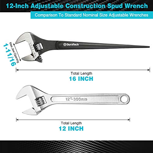 DURATECH 12-Inch Adjustable Construction Spud Wrench - size: 12-Inch