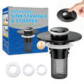 Bathroom Sink Drain Strainer, Pop-Up Bathroom Sink Stopper with Removable Stainless Steel Hair Catcher Basket, Universal Fit for US Bathroom Sinks, Showers & Floor Drains (1pcs-Black) - color: 1pcs-black