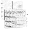 Pegboard Organizer Kit,4 Pack 14.76x10.82 in Metal Panels with 6 Bins,White - color: White, size: 14.76"x10.82"- 4 Pcs