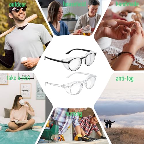 2 Pcs Safety Glasses Anti Fog Goggles Protective Eyewear Blue Light Blocking Anti Dust UV Protection Glasses