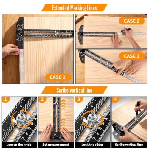 GRENPRO Combination Speed T-Square Ruler Angle Finder Woodworking Tools - color: Black