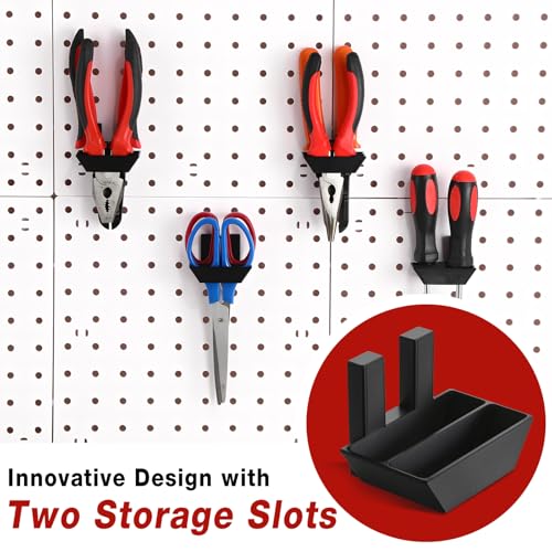 Zonon 4 Pcs Pegboard Scissor Holder Double Hole Black Plastic Hangers - color: Black, size: Double Hole