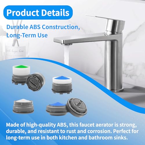 36Pcs Faucet Aerator Kit with 5 Sizes Aerator Key Removal Tools, Replacement Sink Tap Flow Restrictor Inserts for Bathroom and Kitchen, M16.5 M18.5 M21.5 M24 mm