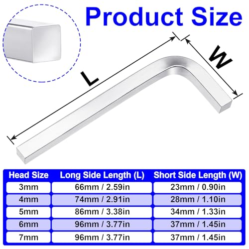 Pndeyo 5pcs Square Head Wrench Set, L Shaped Square Key Screwdriver Kit, Chromium Vanadium Steel Square Head Allen Wrench for Pocket Hole Screws- 2.96mm 3.96mm 4.95mm 5.96mm 6.97mm - size: 2.96mm 3.96mm 4.95mm 5.96mm 6.97mm