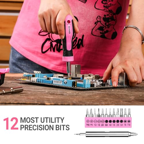 DEKOPRO Tool Set for Women: Pink Tool Set for Home Repair, Womens Tool Kit for All Purpose 42 Piece
