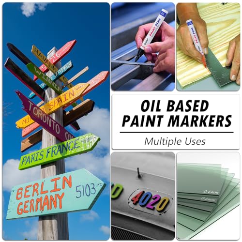 White Paint Markers, 3 Pack Oil-Based Waterproof Quick Dry Permanent Paint Pen Set for Rocks Painting, Wood, Fabric, Plastic, Canvas, Glass, Mugs, Metal, Tire, Stone, DIY Craft - color: White