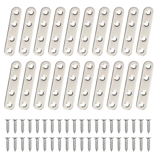 20Pcs Flat Straight Brace 76x16mm(3" x 5/8") for Wood Furniture Repair - size: 76mm (20Pcs)