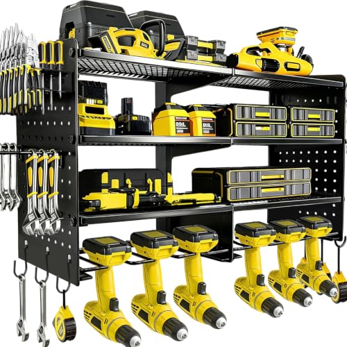 Power Tool Organizer Wall Mount, 4 Tier Heavy Duty Tool Storage Rack