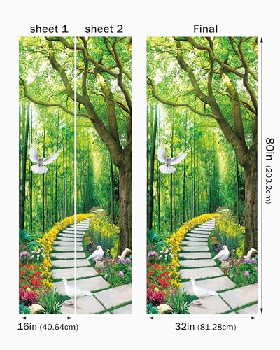 FLFK Door Mural Sticker - Scenic,Peel and Stick,Combined Size 32"x80",Split into 2 Pieces - color: Mt3270, size: 32"x80"