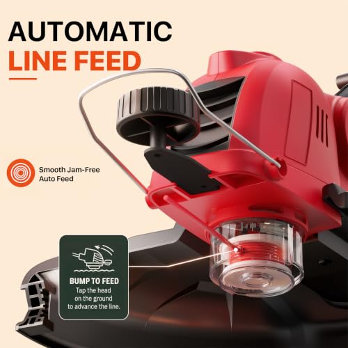 ALSO GO 21V Electric Weed Wacker with 2x2.5Ah Battery Powered Weed Eater - color: Red
