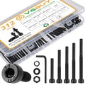 VGBUY 312Pcs M4 Screw Kit, Black M4 Screws (6 Sizes 25-50mm), Metric Nuts and Bolts Assortment Kit, Hex Socket Head Cap 25/30/35/40/45/50mm with Washer Nuts, 12.9 Grade - size: M4x25/30/35/40/45/50mm, style: Socket Head