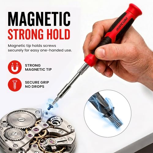 IRONCUBE Multi Ratcheting Screwdriver Set: 56 IN 1 Magnetic Bits & Sockets with Case for Emergency Use At Home - color: Red