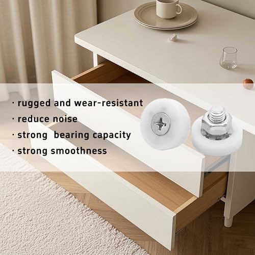 8Pcs 22mm Drawer Rollers, Nylon Drawer Pulley Replacement Wheels with Bearings and Nuts, Small Slide Roller for Cabinet, Sliding Door, Filing Cabinet, Smooth Drawer Positioning Guide - size: 22mm