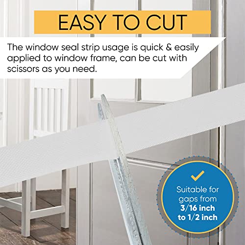 Adhesive V Shape Weatherstrip, Weather Stripping Door Seal Strip Foam Door Frame Insulation Side Jamb Bottom Groove Gap Filler Soundproof V Weatherstripping (White, 1/2 in x 1/2 in x 26 Ft) - color: White