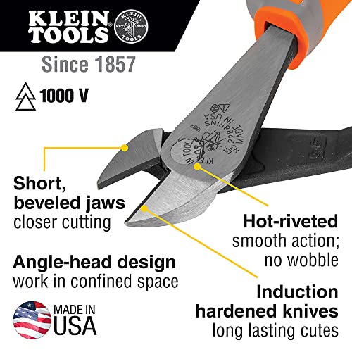 Klein Tools 9419R 1000V Insulated Tool Set, Made in USA, with Diagonal-Cutter, Long-Nose Pliers and 3 Screwdrivers, 5-Piece
