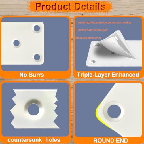 6 Pack White Mending Plates 3.94 x 1.93 x 0.08 inch Flat Brackets | Stainless Steel Heavy Duty Straight Brace for Wood Furniture, Fence Repair & Joining Includes Screws for Fastening & Fixing - size: 3.94 x 1.93 x 0.08 inch/100 x 49 x 2 mm