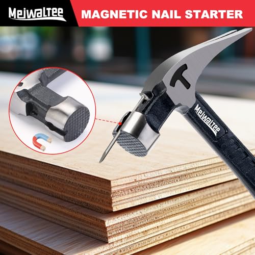 20 oz Heavy Duty One-piece Forged Hammer, Straight Claw Hammer with Magnetic Nail Holder, Rip Claw Hammer with Milled Face & Shock-Absorbing Reduction Grip - style: 20 oz Claw Hammer