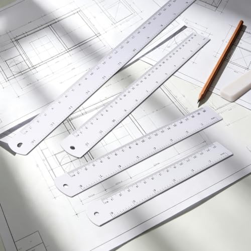 Unjoo Stainless Steel Ruler, 2-Pack, 12 Inch/30 cm Dual Scale Ruler - size: 12 inch 2 pack
