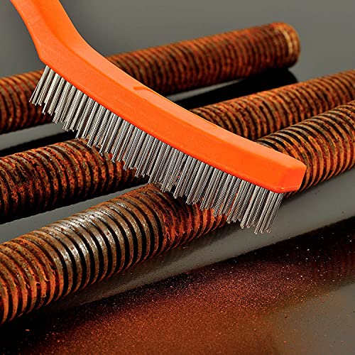 MAXMAN Wire Brush Set 5Pcs, Nylon/Brass/Stainless/Carbon, Rust/Weld Remove