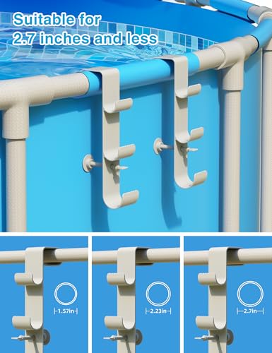 [Patented] POOLHOUR 3-Hook Pool Pole Hanger for Above Ground Pools