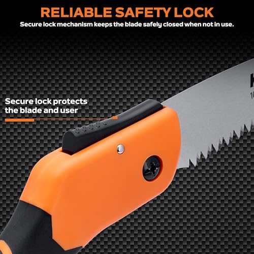 KSEIBI 310950 Folding Hand Saw 10 Inch with SK-4 Steel Blades, Japanese Technology, Ideal for Cutting Soft and Hard Wood (Black Edition)