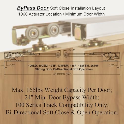 2 Set Pocket Door Soft Close Top Hanger Assemblies Fit for Johnson P/N #1060 & #1062, Works with 100, 134F, 138F, 2610F Series Track, 1" Nylon Ball Bearing Tri-Wheel, Bi-Direction