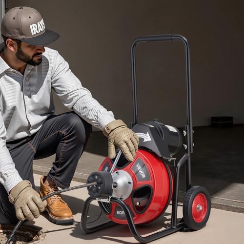 VEVOR Drain Cleaner Machine 100 FT x 3/8 Inch Auto Feed Sewer Snake Auger - style: 100 FT x 3/8''