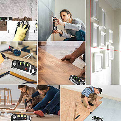 Laser Level Line Tool, Multipurpose Laser Level Kit Standard Cross Line Laser leveler Beam Tool with Metric Rulers 8ft/2.5M for Picture Hanging cabinets Tile Walls by AikTryee. - color: Red Laser